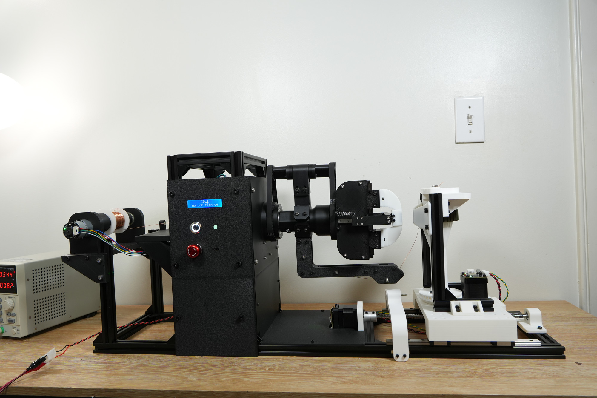 The finished winding machine on a desk