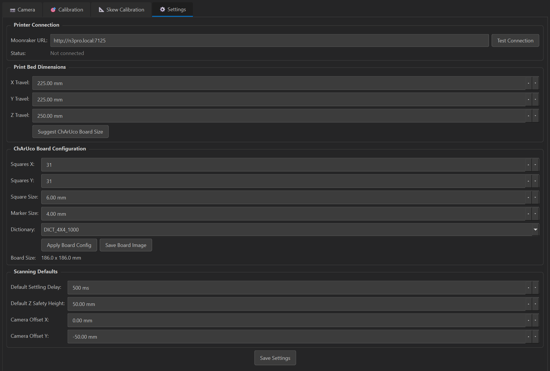 The Settings tab